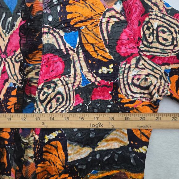 Alberto Makali Women Vtg 90s Y2K Eclectic Butterfly Crinkle Ruffle Cardigan XL - Picture 11 of 12